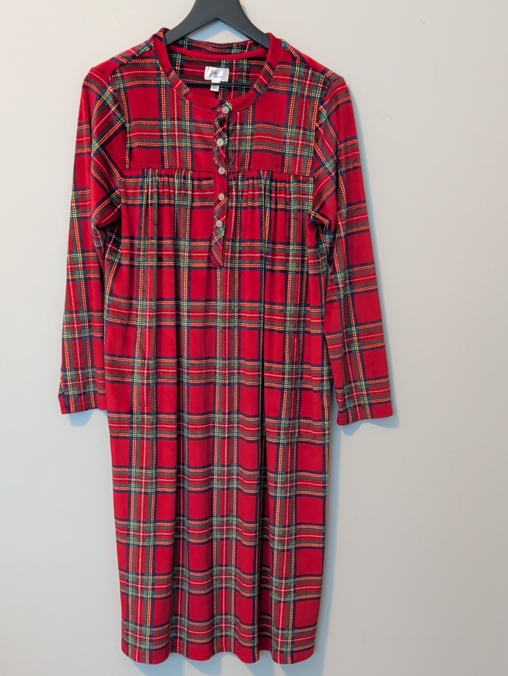 Aria Collection Plaid Cotton Sleep Shirt Nightgown